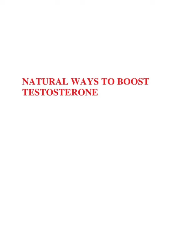 NATURAL WAYS TO BOOST TESTOSTERONE