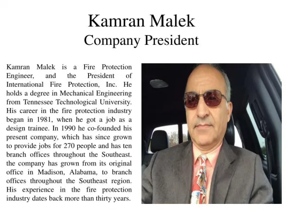 Kamran Malek Company President