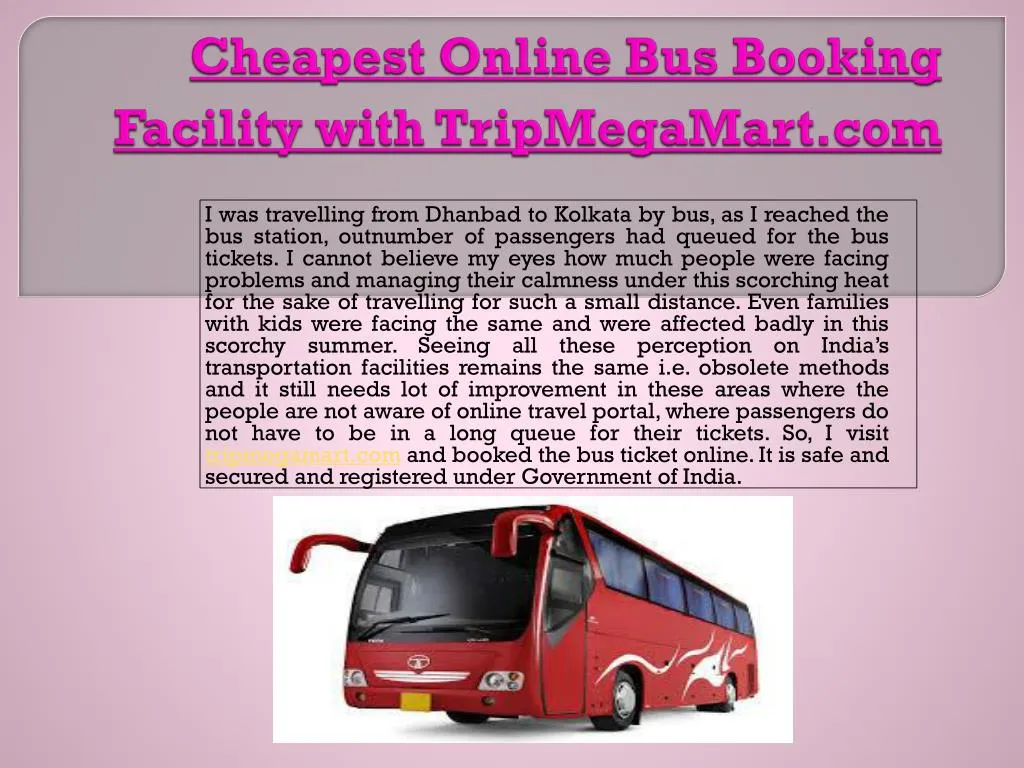 cheapest online bus booking facility with tripmegamart com