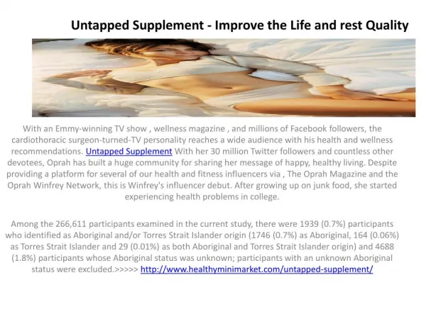 Untapped Supplement - Improve the Life and rest Quality