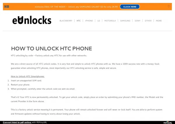 HTC Smartphone Unlocking Services Canada
