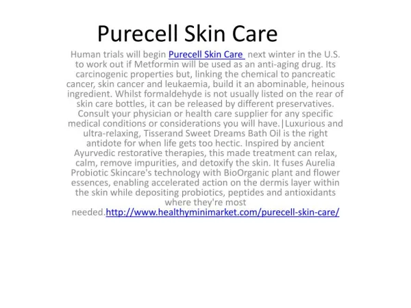 Human trials can begin Purecell Skin Care next winter