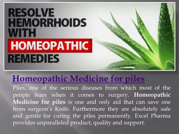 Homeopathic Medicine For Piles