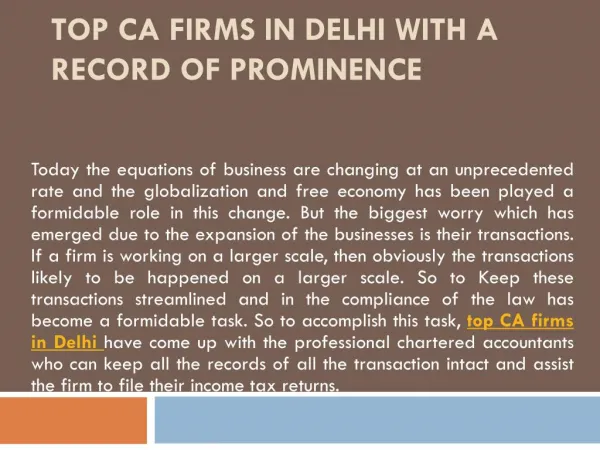 Top CA Firms in Delhi