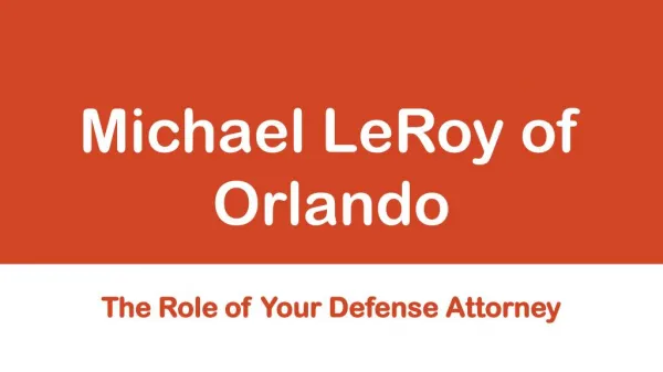 Michael LeRoy of Orlando - The Role of Your Defense Attorney