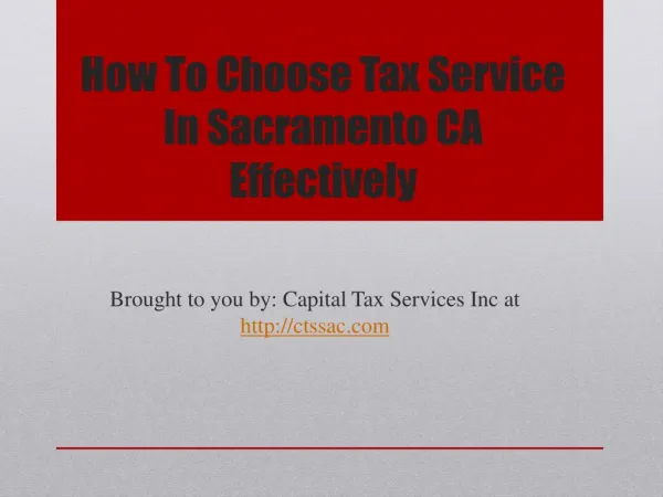How to Choose Tax Service in Sacramento CA Effectively