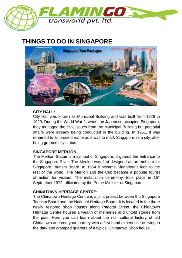 THINGS TO DO IN SINGAPORE