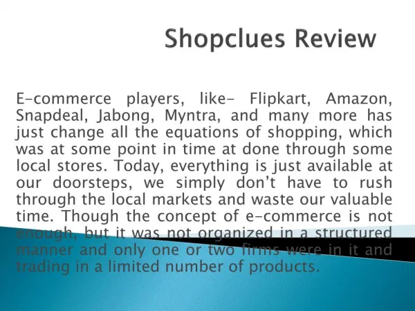 Shopclues Review