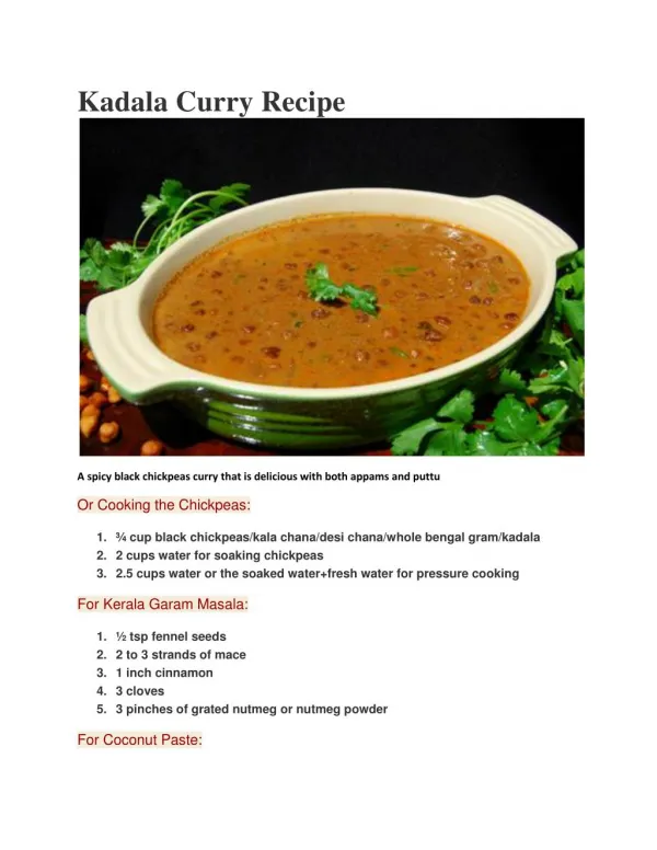 Kadala Curry Recipe
