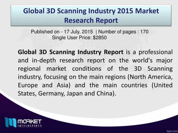 Global 3D Scanning Industry Report on Competitor Startegies