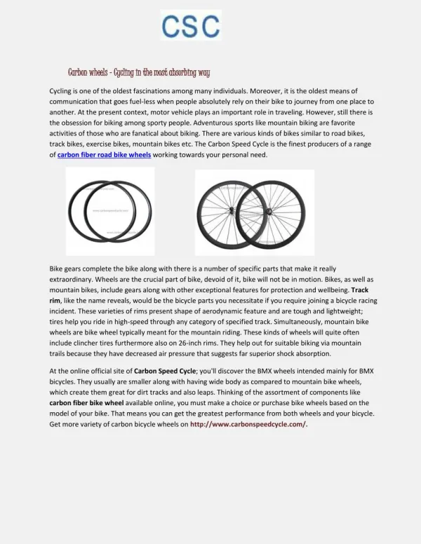 Carbon wheels - Cycling in the most absorbing way