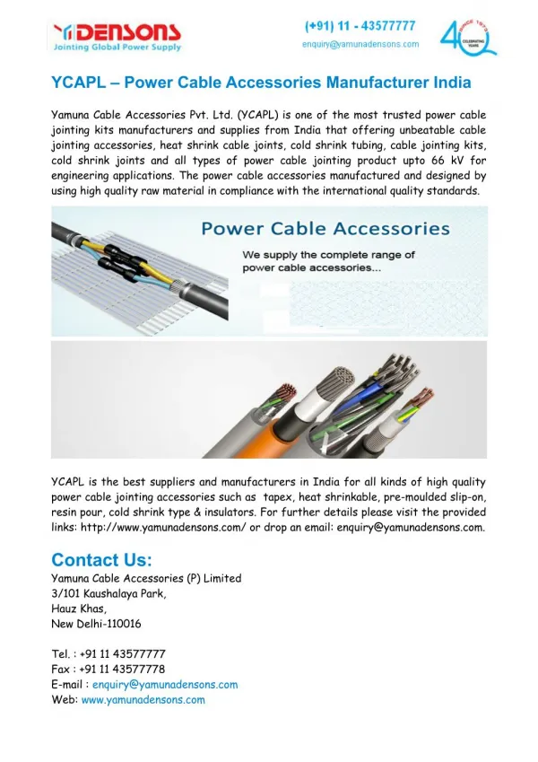 Power Cable Accessories Manufacturer In India