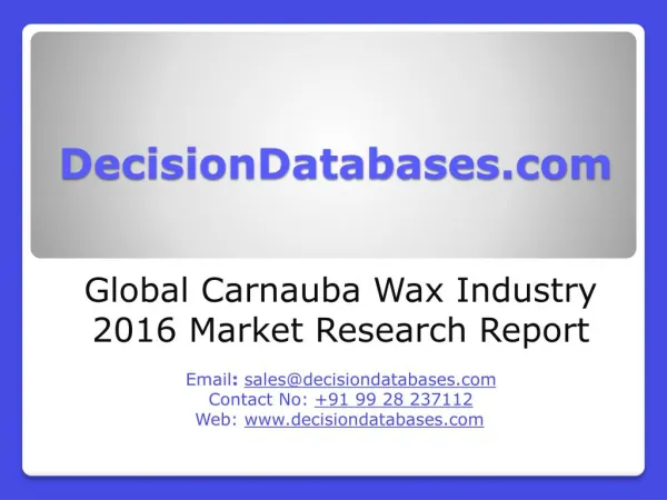 Global Carnauba Wax Market 2016