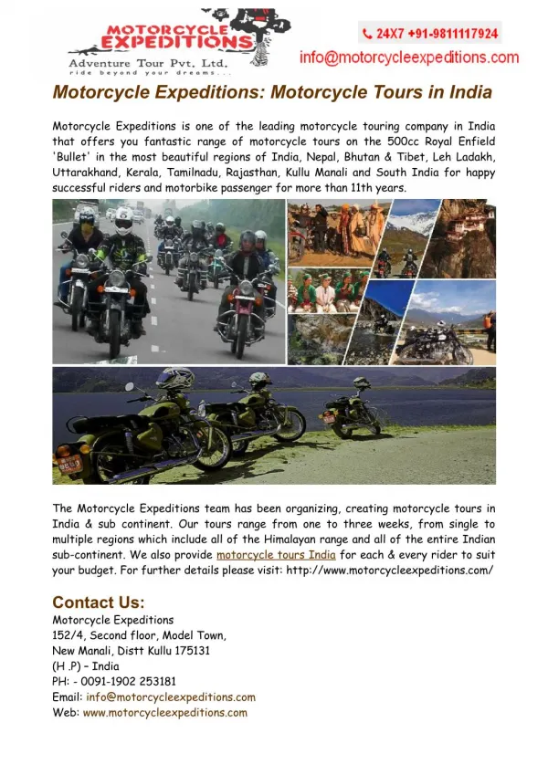 Motorcycle Tours India Nepal - Motorcycle Expeditions