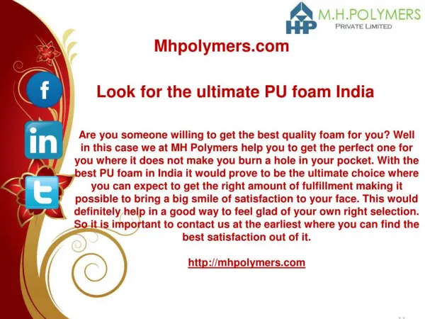 Look for the ultimate PU foam India