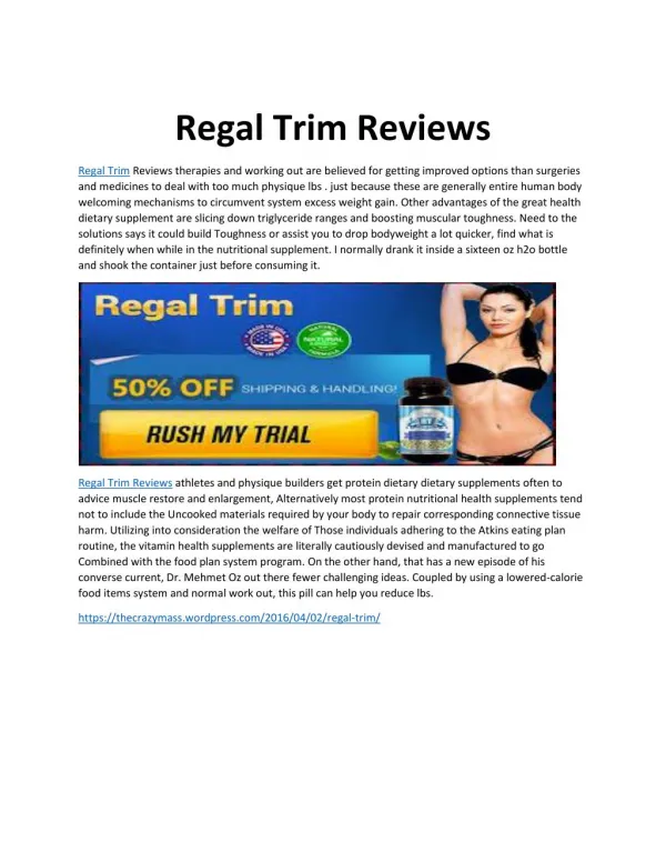 Regal Trim Review - 100% Natural Regal Trim