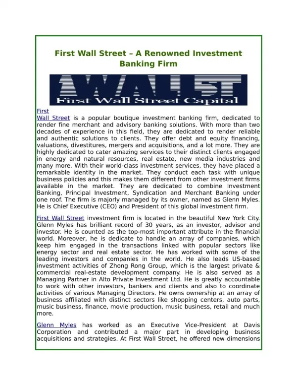 First Wall Street