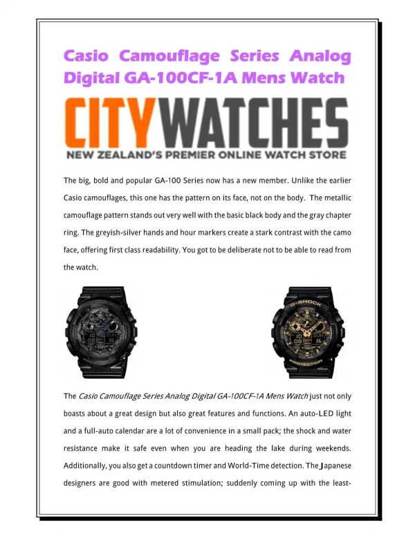 Casio Camouflage Series Analog Digital GA-100CF-1A Mens Watch