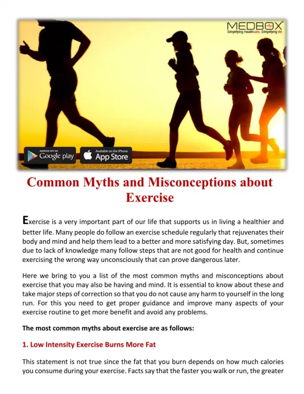 Common Myths and Misconceptions about Exercise
