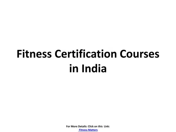 Fitness certification courses in india