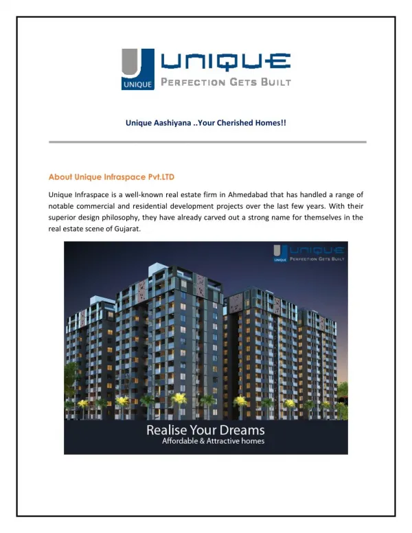 Unique Aashiyana - 1 and 2 BHK Flats in Gota Ahmedabad