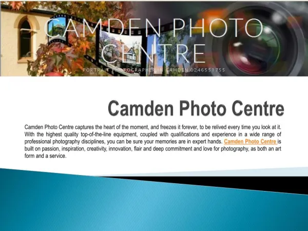 Professional Photography services with Camden Photo Centre