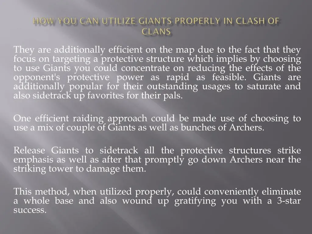 how you can utilize giants properly in clash of clans