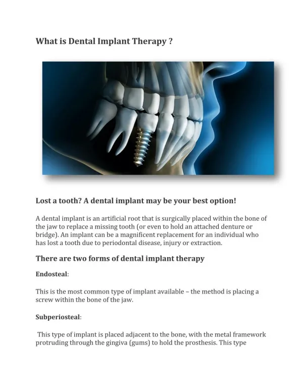 What is Dental Implant Therapy ?