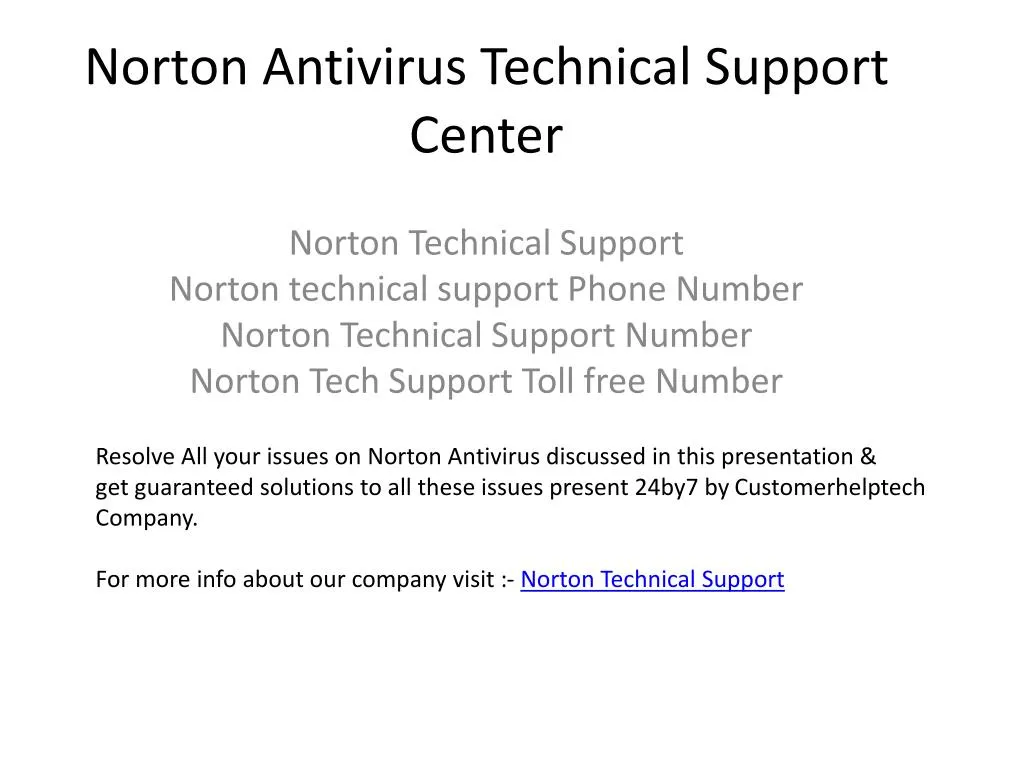 norton antivirus technical support center