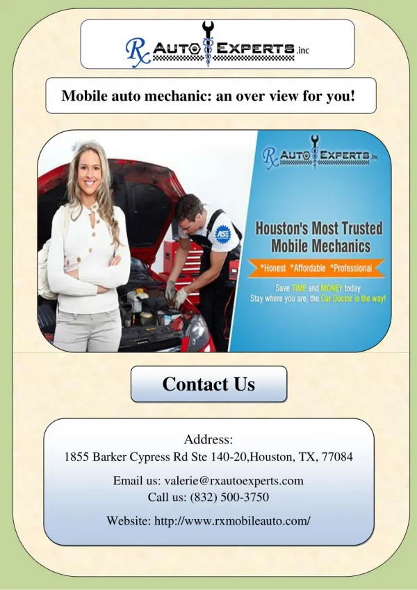 Mobile auto mechanic: an over view for you!