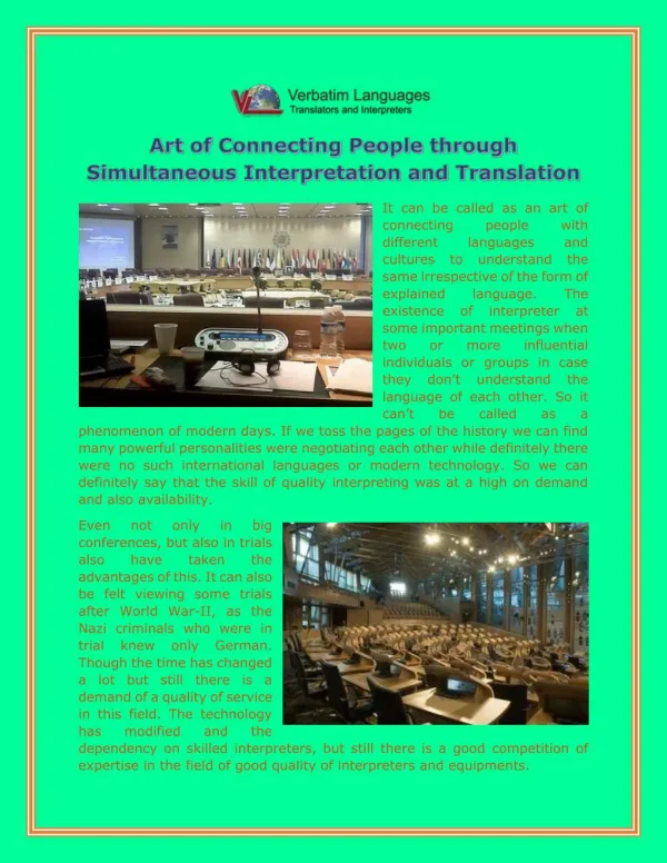 Art of Connecting People through Simultaneous Interpretation and Translation