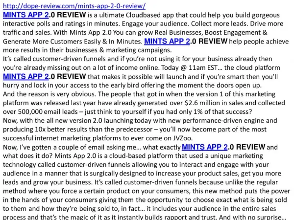 Mints app 2.0 review