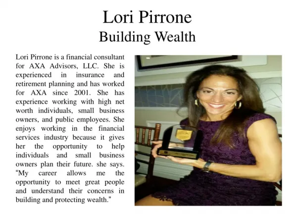 Lori Pirrone Building Wealth