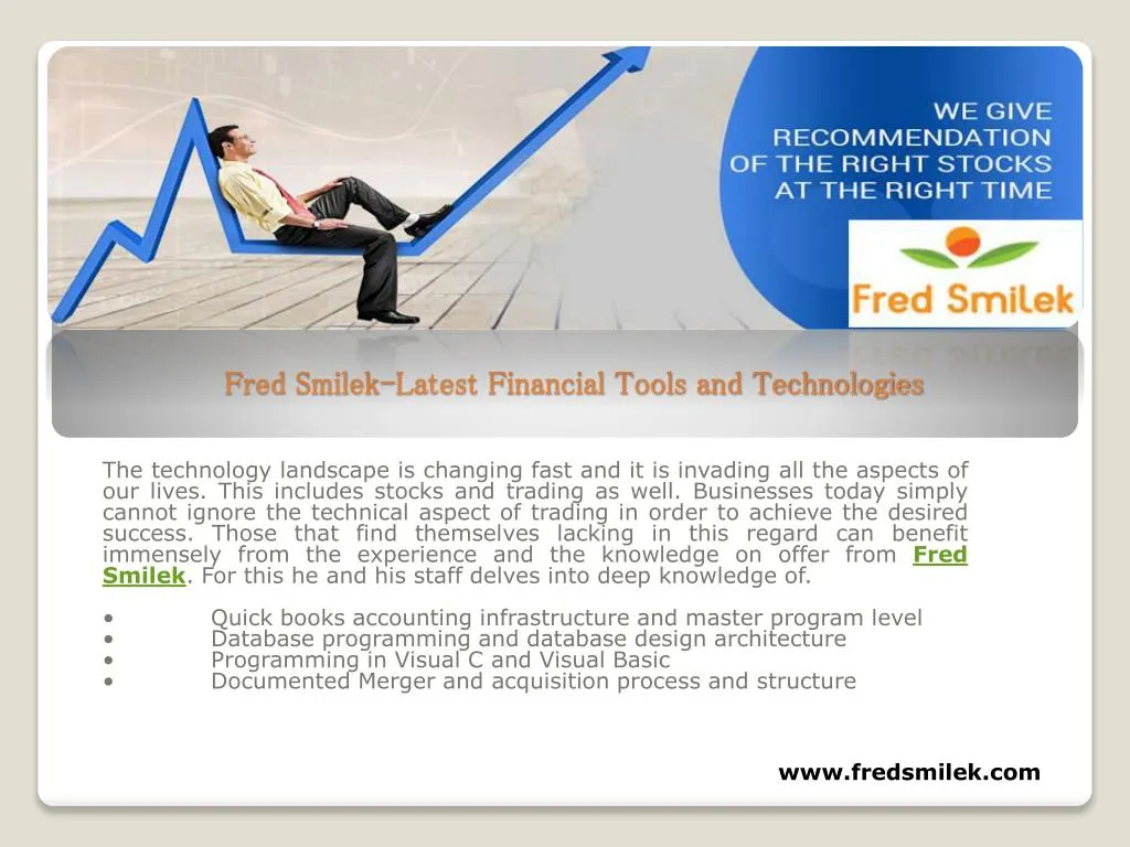 fred smilek latest financial tools and technologies
