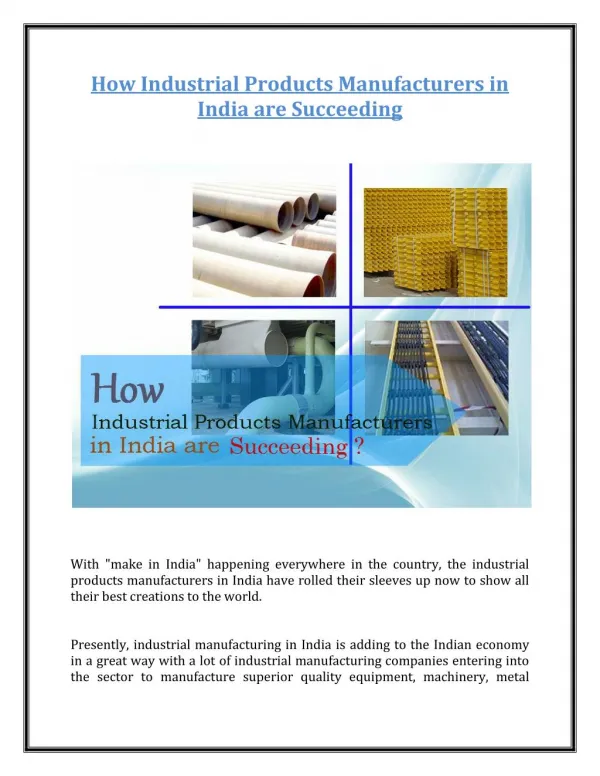 How Industrial Products Manufacturers in India are Succeeding?