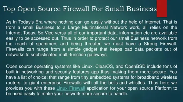 Top Open source firewall for small business