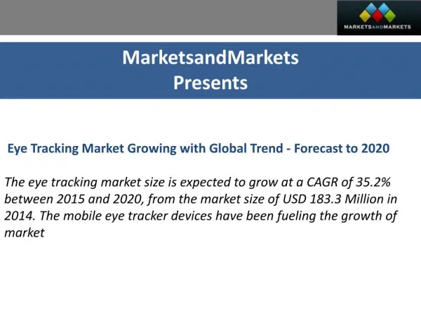 Eye Tracking Market by Type Application - 2020 | MarketsandMarkets