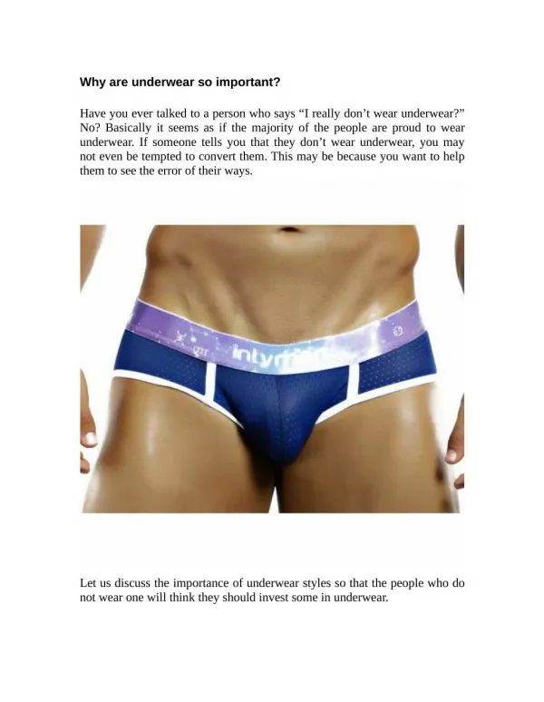 Why are underwear so important?