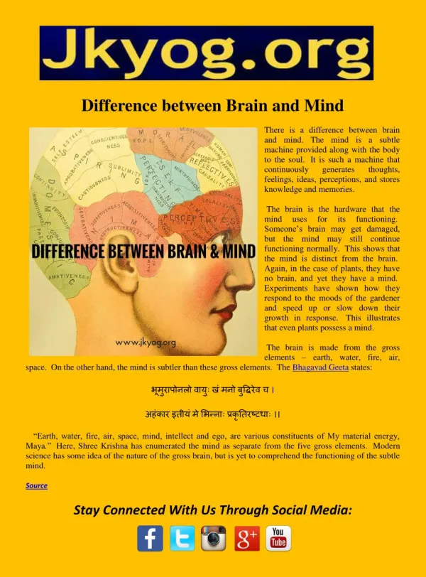 Difference between Brain and Mind