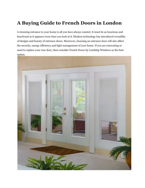 A Buying Guide to French Doors in London