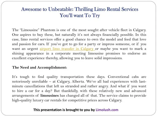 Awesome to Unbeatable: Thrilling Limo Rental Services You’ll want To Try
