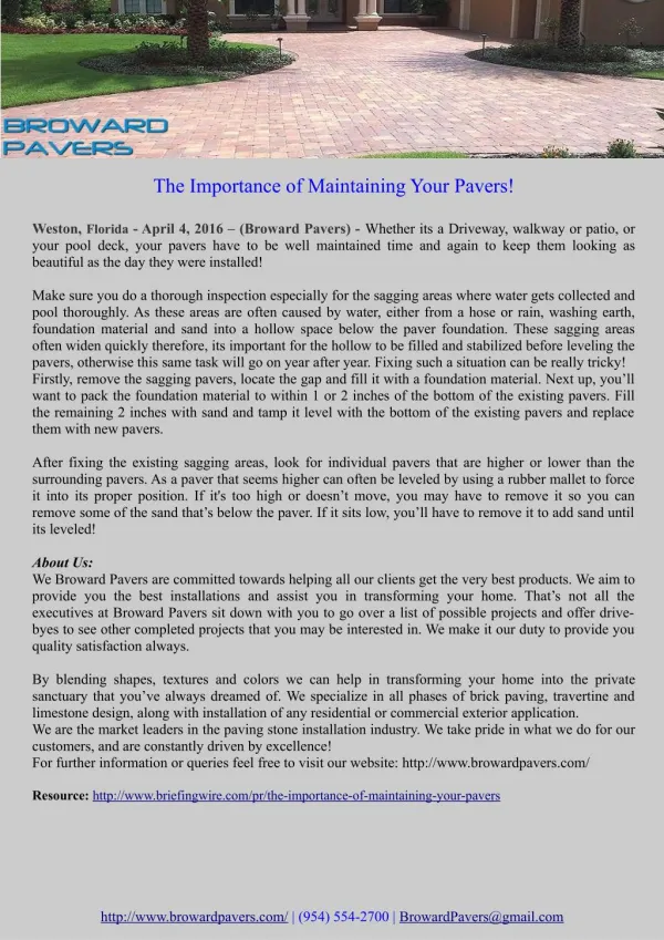 The Importance of Maintaining Your Pavers