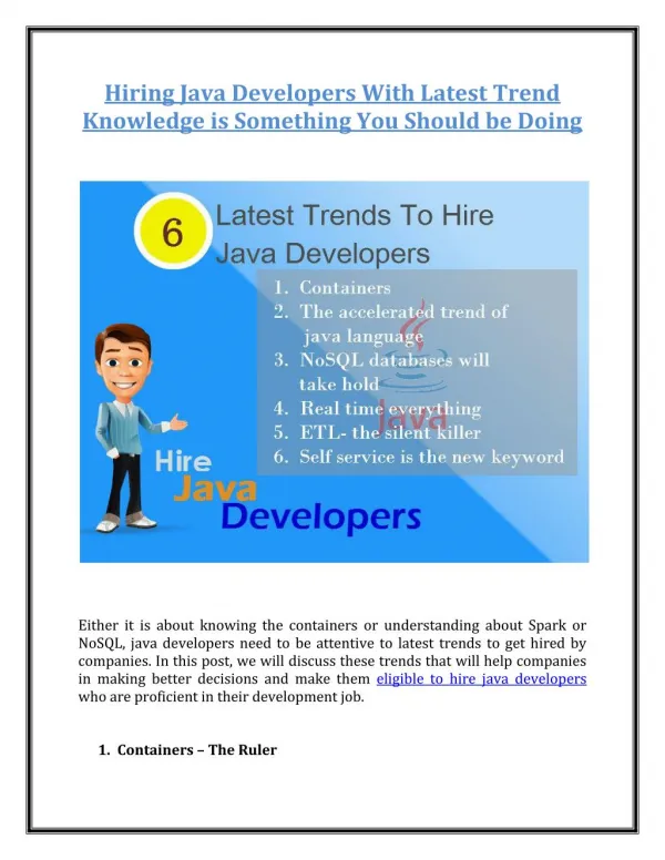 Hiring Java Developers With Latest Trend Knowledge is Something You Should be Doing