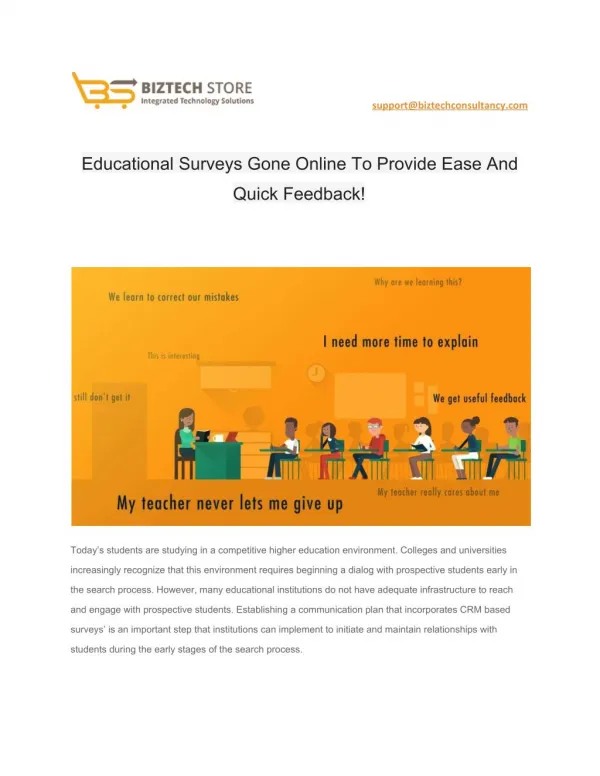 Educational Surveys Gone Online To Provide Ease And Quick Feedback!