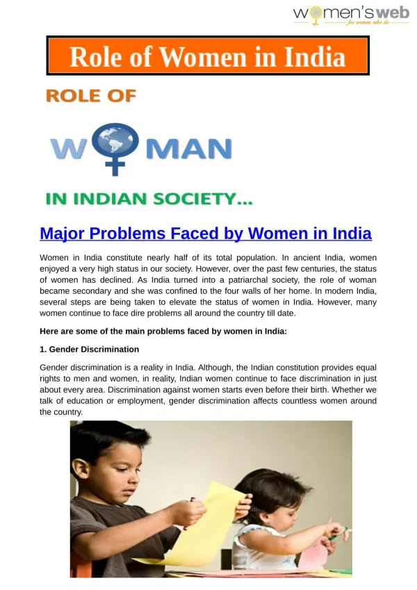 Major Problems Faced by Women in India