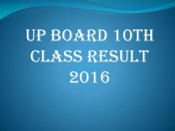 UP Board 10th Class Result 2016