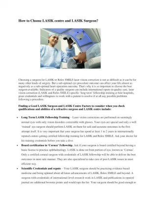 How to choose lasik centre and lasik surgeon? - slide 1