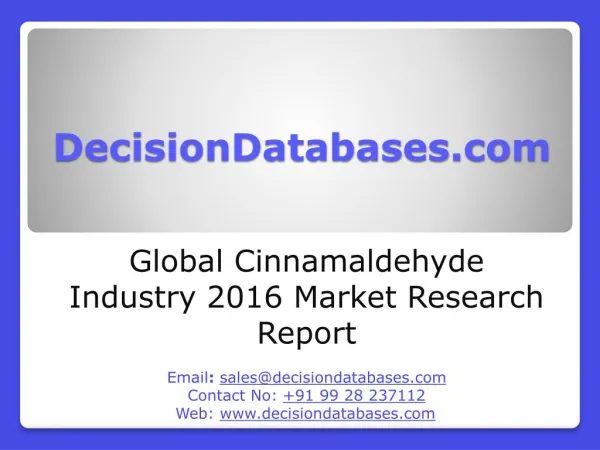 Global Cinnamaldehyde Market 2016