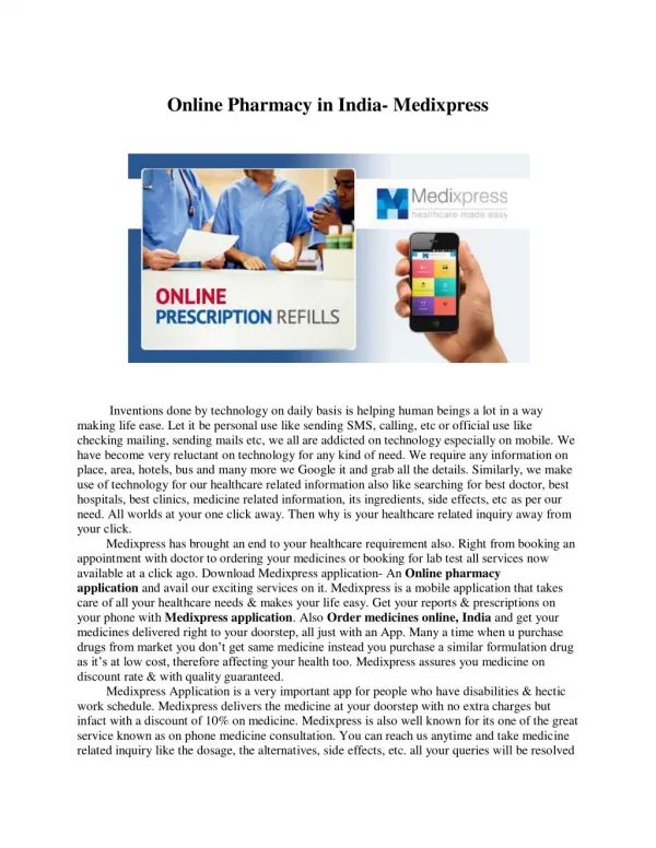 Online Pharmacy in India - Medixpress