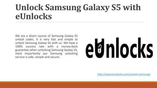 Unlock Samsung Galaxy S5 with eUnlocks